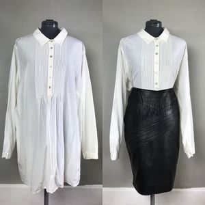 J. Jill White Silk Peasant 3/4 Button Down Blouse